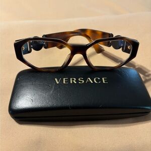 Versace Brown Tortoiseshell Glasses with Ornate Temples